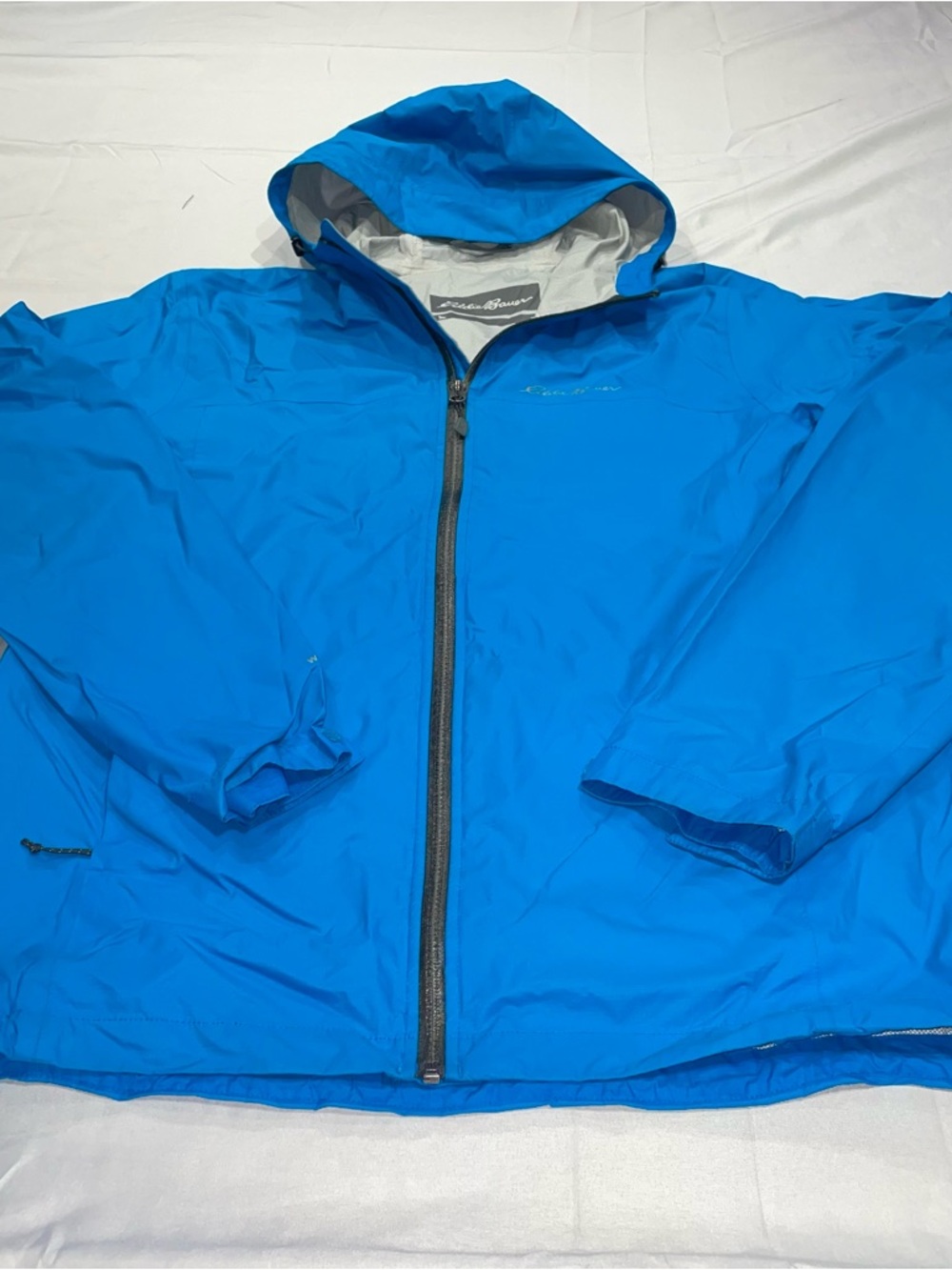 Eddie‎ Bauer Weatheredge Rain Jacket Light Hooded Waterproof Blue Men's Small